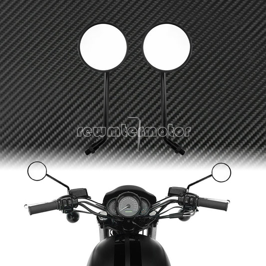 Motorcycle Mirrors 10mm Black Round Rearview Mirror Fit for Harley Touring Dyna Q