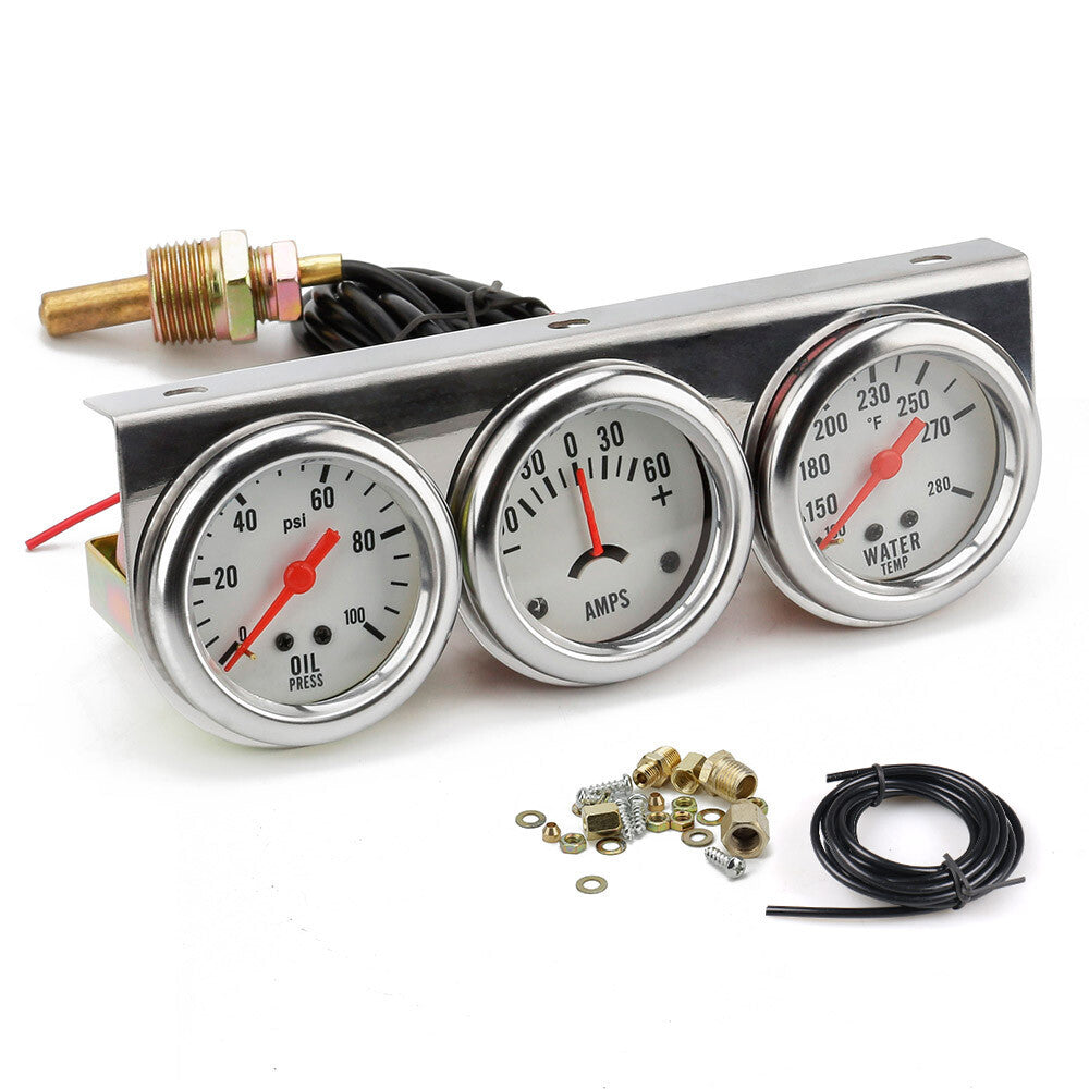 Universal 2' 52 mm Chromium Volt water and oil pressure three-specification instrument set