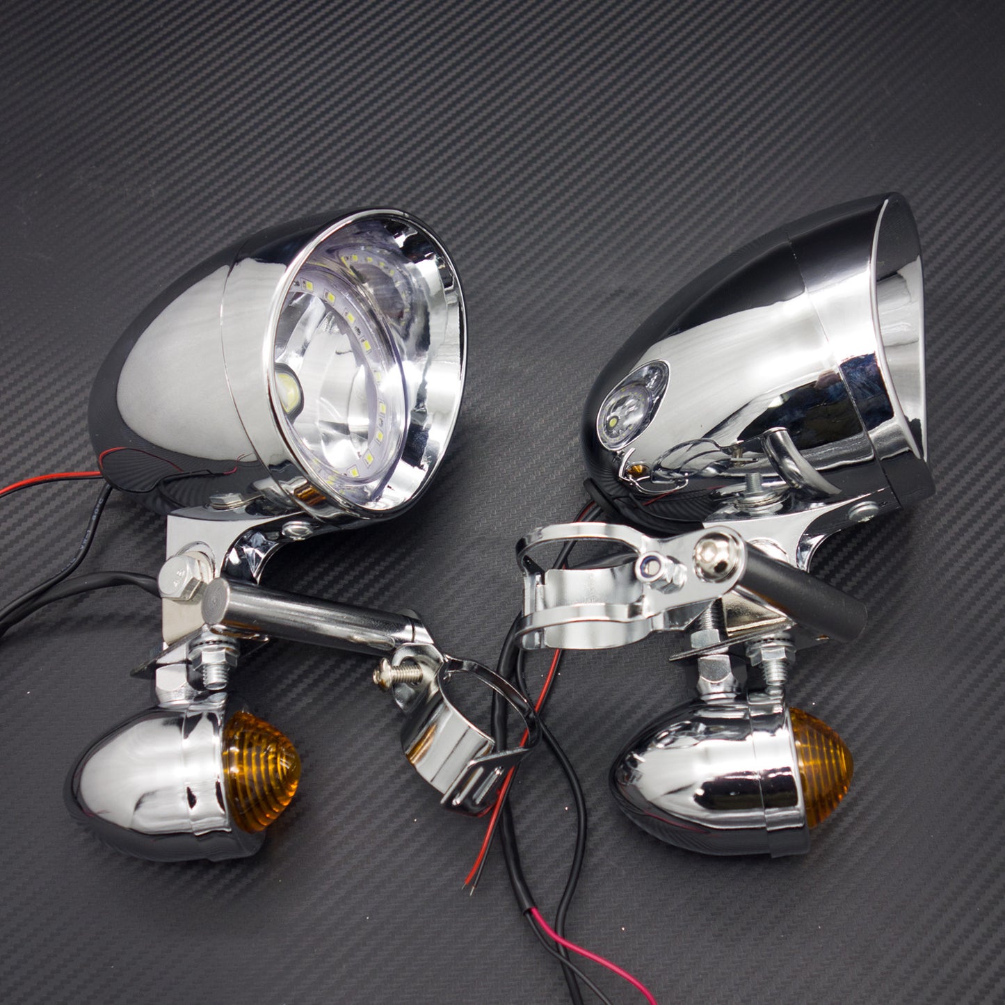 Chrome Bullet Blue Angel Eye LED Driving Spot Fog lights Bar  Turn Signal Light Q