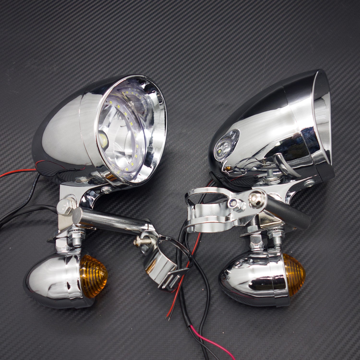 Chrome Bullet Blue Angel Eye LED Driving Spot Fog lights Bar  Turn Signal Light Q