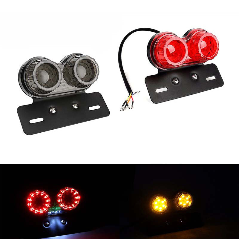 Smoke Dirt Bike LED Dual Tail Light Turn Signal Brake License Plate Lights ATV