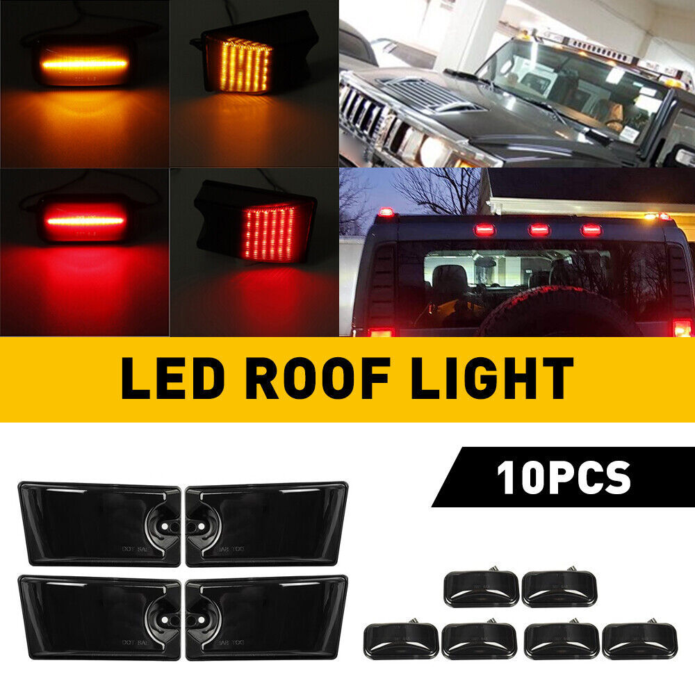 Suitable for 2003-09 for Hummer H2 | 2005-09 H2 SUT LED Smoked Cab Roof Marker Light Kit 10x Q