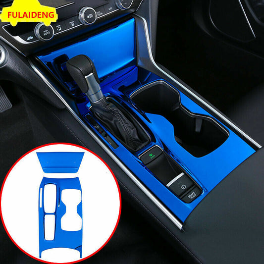 for Honda Accord 2018-2022 Blue Interior Gear Shift Box Panel Cover Trim S.Steel