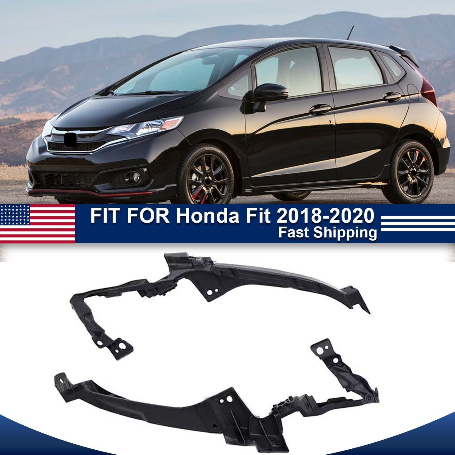 Pair Front Headlamp Headlight Brackets Support Retainers for Honda Fit 2018-2020