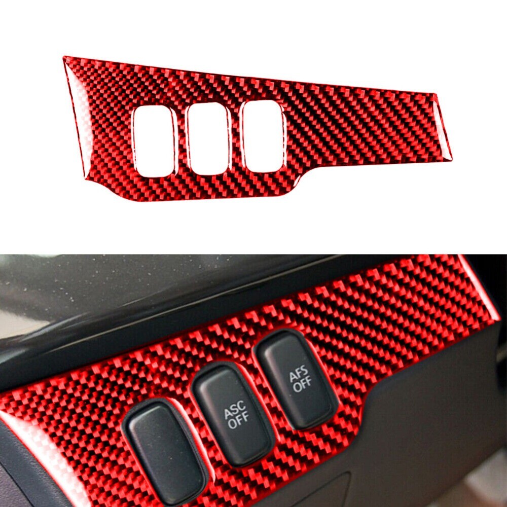 Carbon Fiber Light Control Panel Cover Trim For Lancer 2008-2015 Red. n