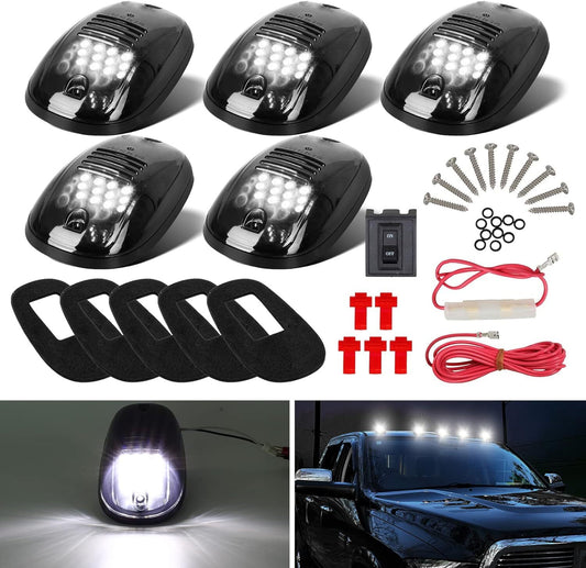 5-Pack Smoked White Top Lights for F150 F250 F350 Trucks - n