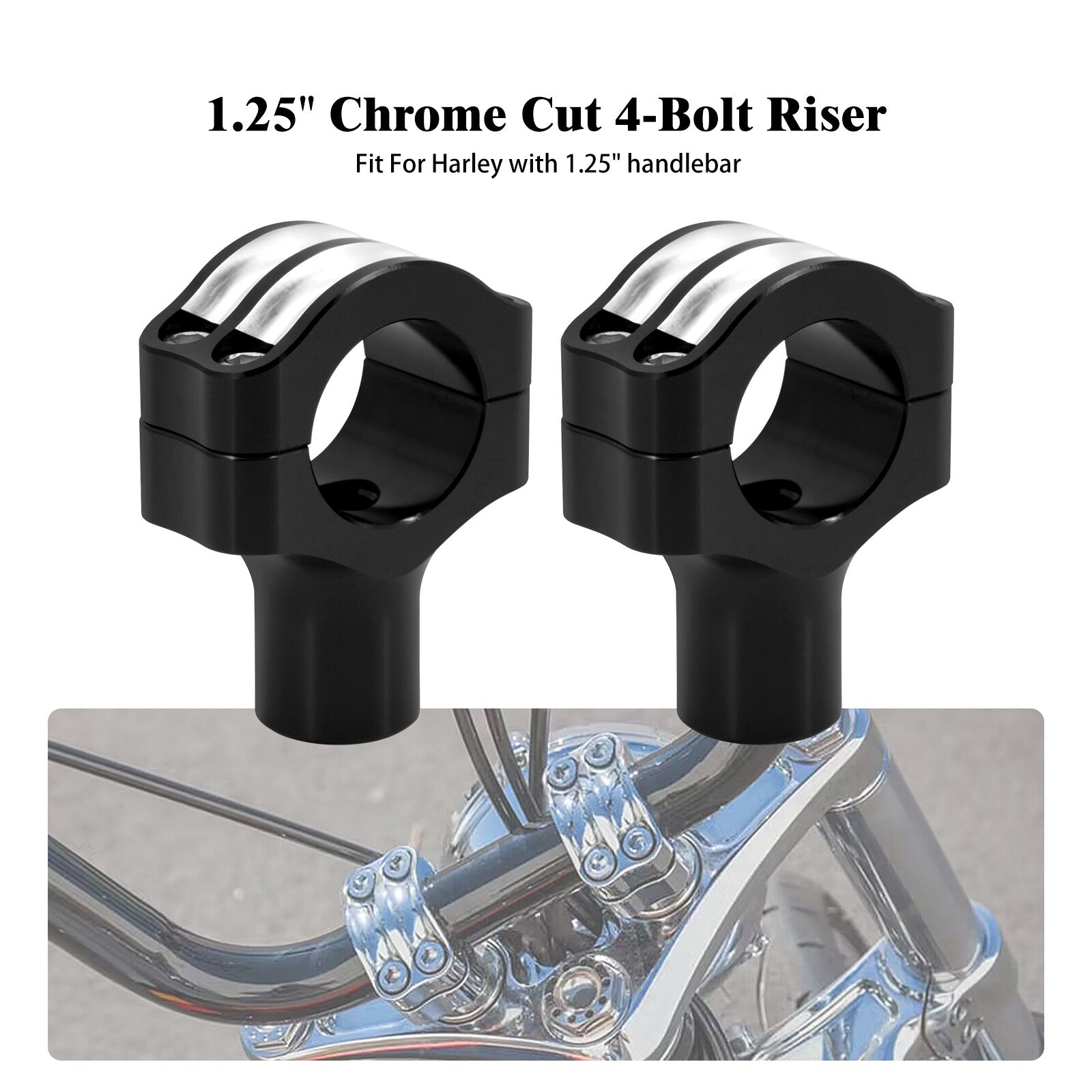 Aluminum Black Handlebars Riser Clamp Fits for Harley 1.25 Handlebars Models