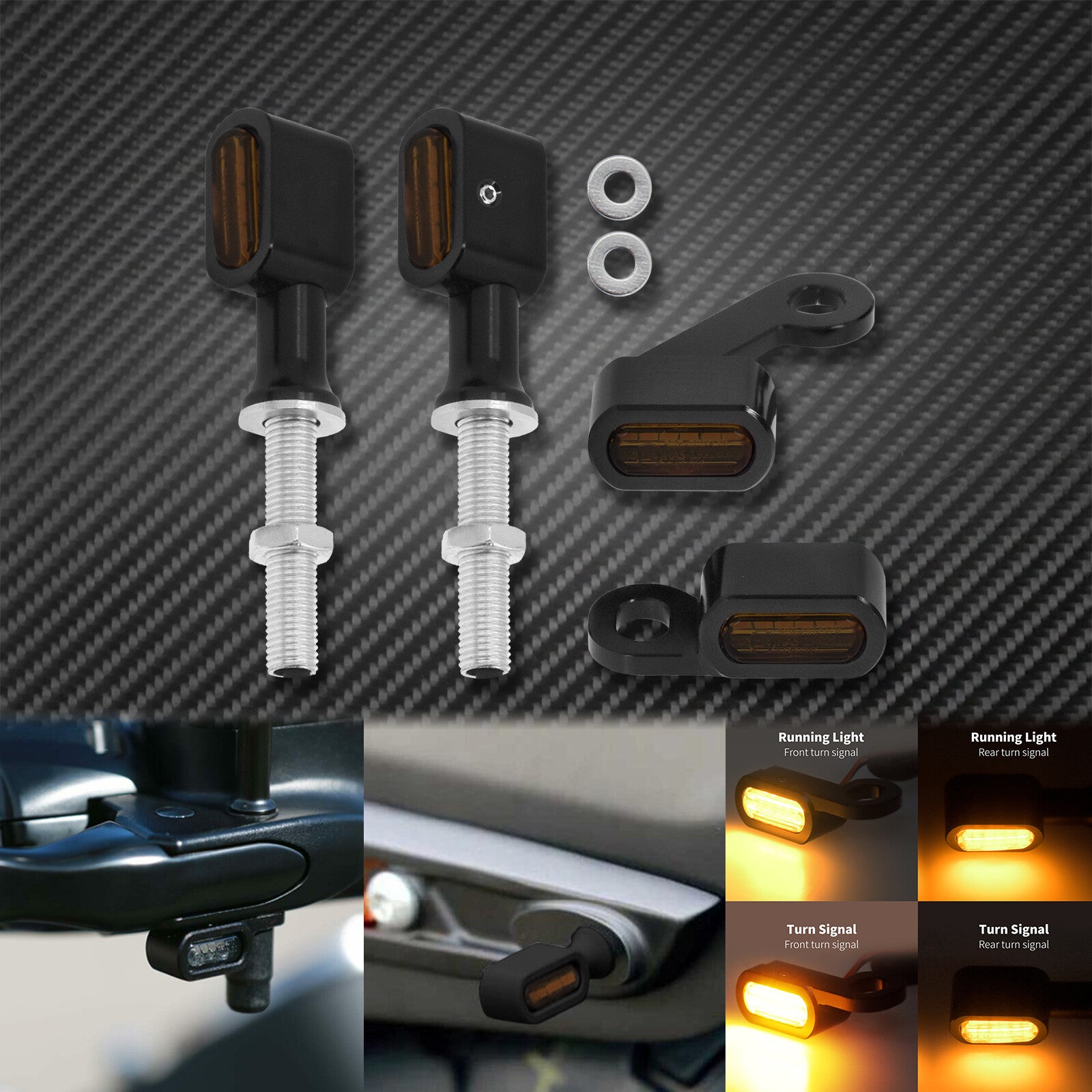 Front Rear Clutch for Mini Turn Signal Indicator Black Light Fit for Harley XL883
