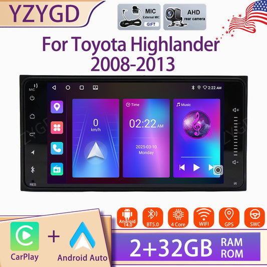 7 Android 14 Carplay Car Stereo Radio for Toyota Highlander 2008-2013 GPS Navi