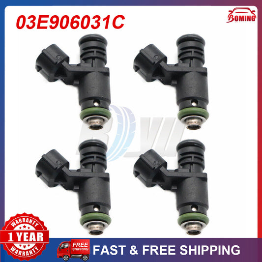 4 new fuel injectors, 03E906031C, for Volkswagen for Skoda 1.2L seats (2010 model, 03E-906-031).