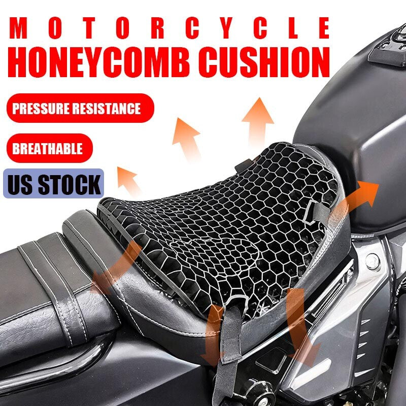 Motorcycle Honeycomb Gel for Seat Cushion Pillow Pad Cover Pressure Relief Universal