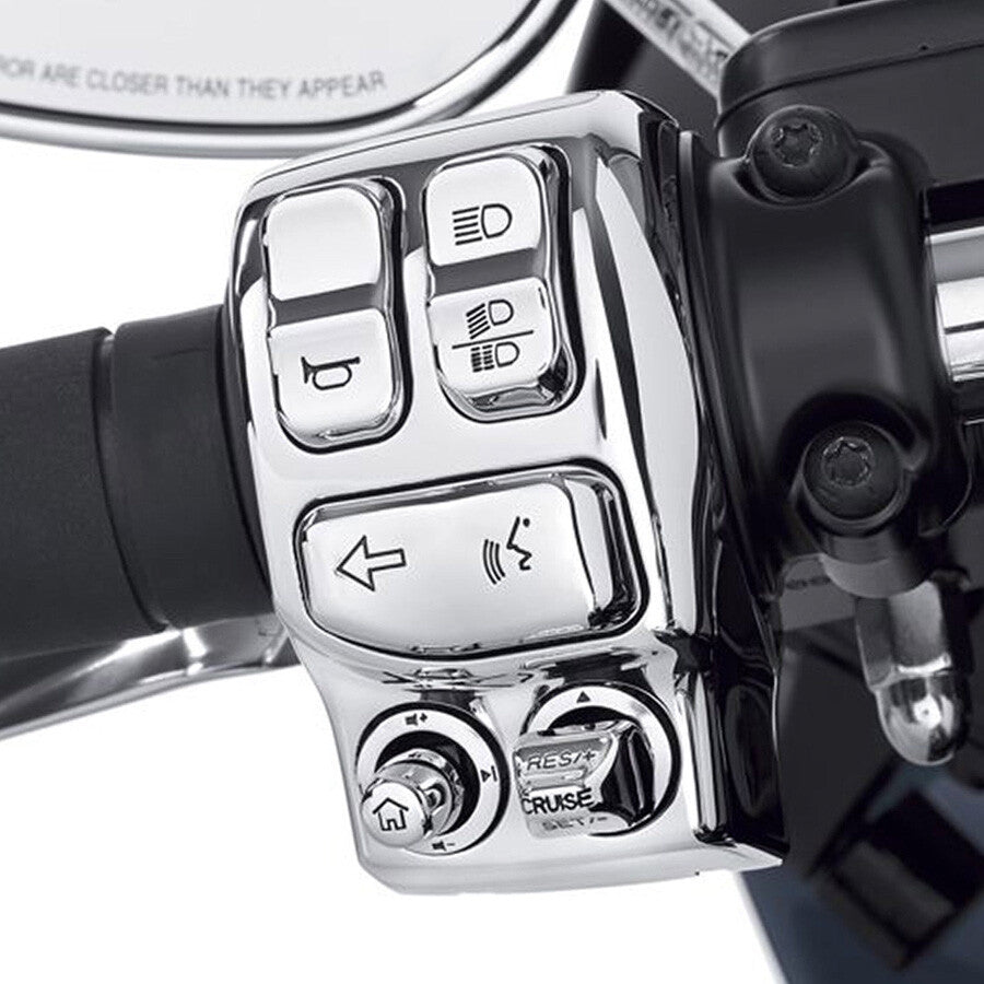 13PCS Chrome Hand Control Switch Housing Button Cover Cap Fit for Harley 2014-UP Q