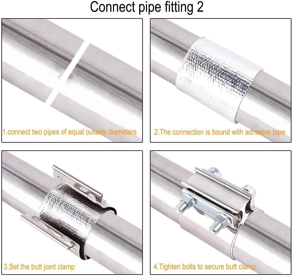 2.5-inch Butt Fitting with Exhaust Muffler Clip and Exhaust Pipe Clip 