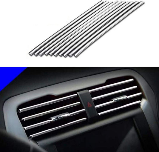 10-piece automotive air conditioning socket decorative molding trim strips in silver for Toyota