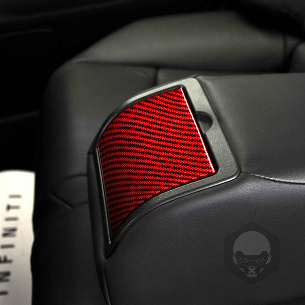 Red Carbon Rear Armrest Water Cup Holder Cover for Infiniti G37 Sedan 2007-2013