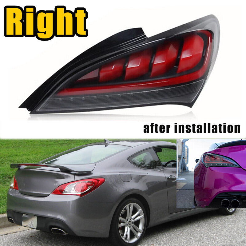 Right for Hyundai for Genesis Coupe 2010-2016 LED Tail Light Shiny Black Sequential