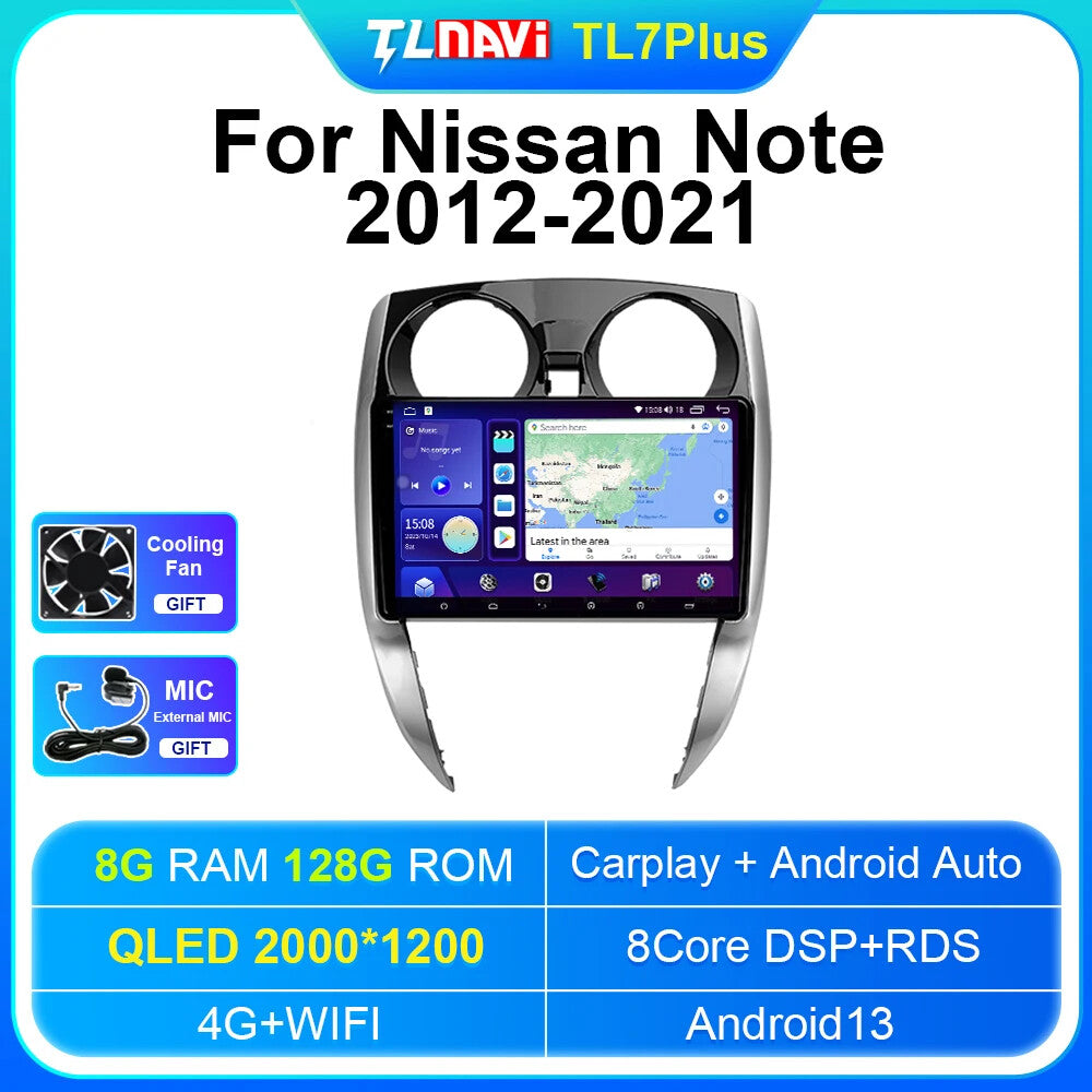 for Nissan Note 2 E12 2012-2021 Carplay Car Radio Audio GPS Video Player Screen