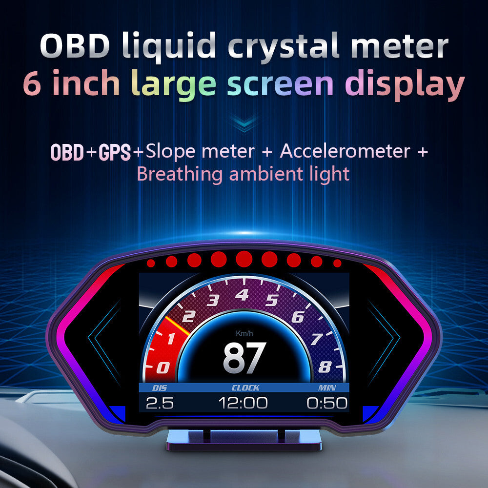 Digital OBD GPS Car HUD Head Up Display Speedometer KMH Compass Overspeed Alarm