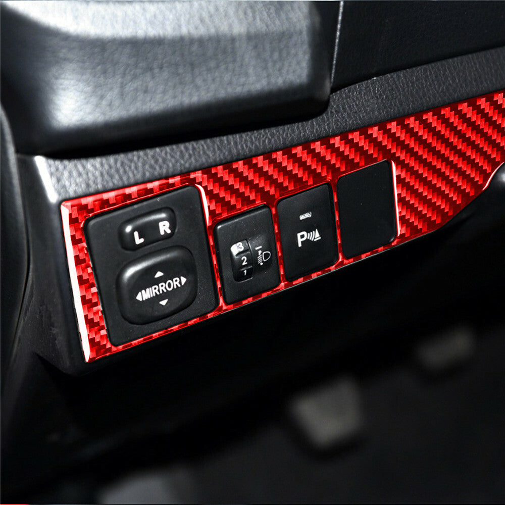 Red Carbon Fiber Interior Headlight Switch Panel Trim For T@yota for Corolla 2014-18