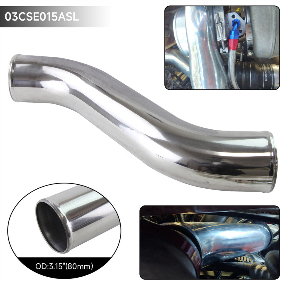 80mm 3.15 Z / S Shape Aluminum Intercooler Intake Pipe Piping Tube Hose Silver