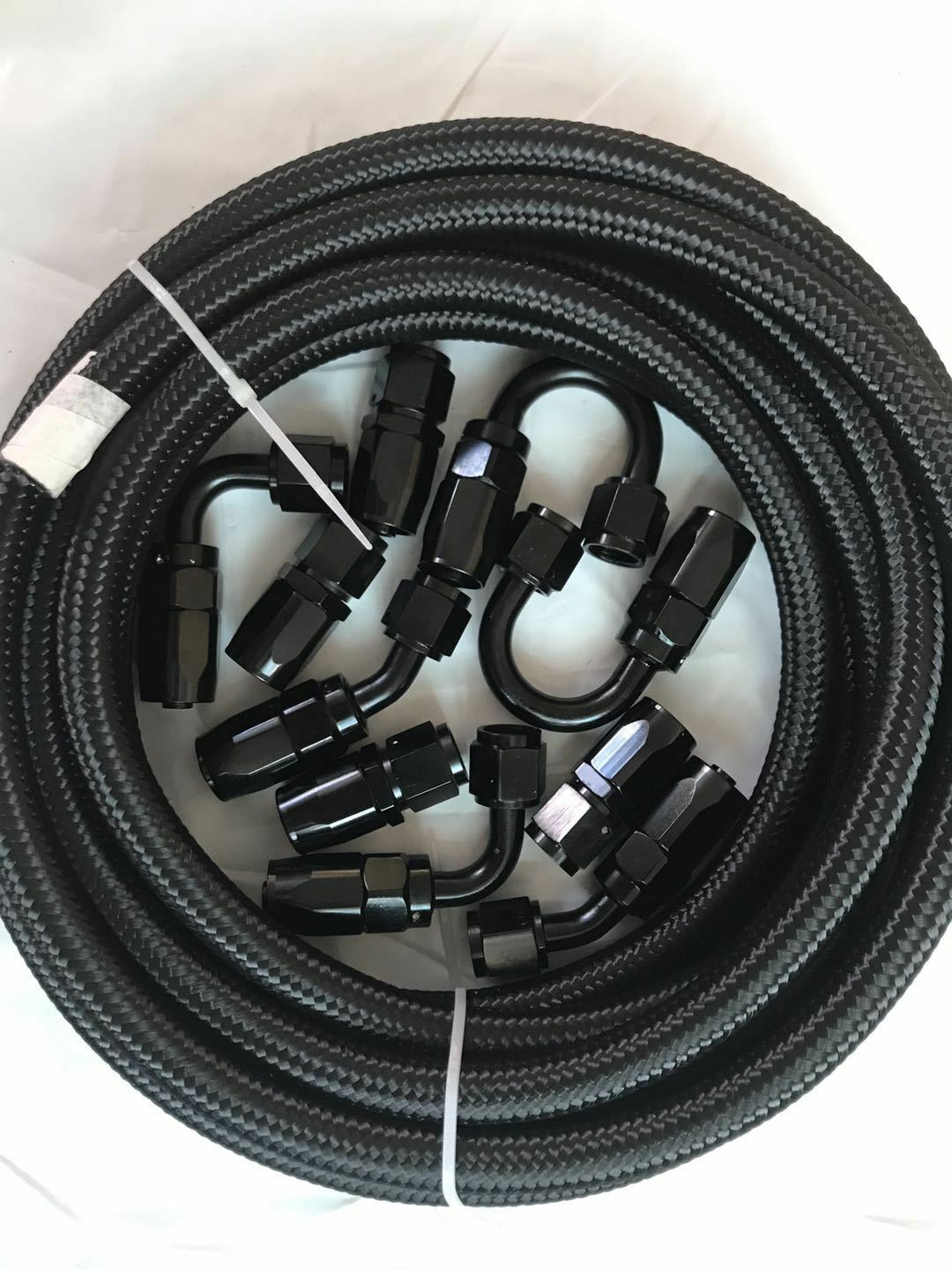 AN10 hose end fitting, stainless steel nylon braided oil fuel hose fitting