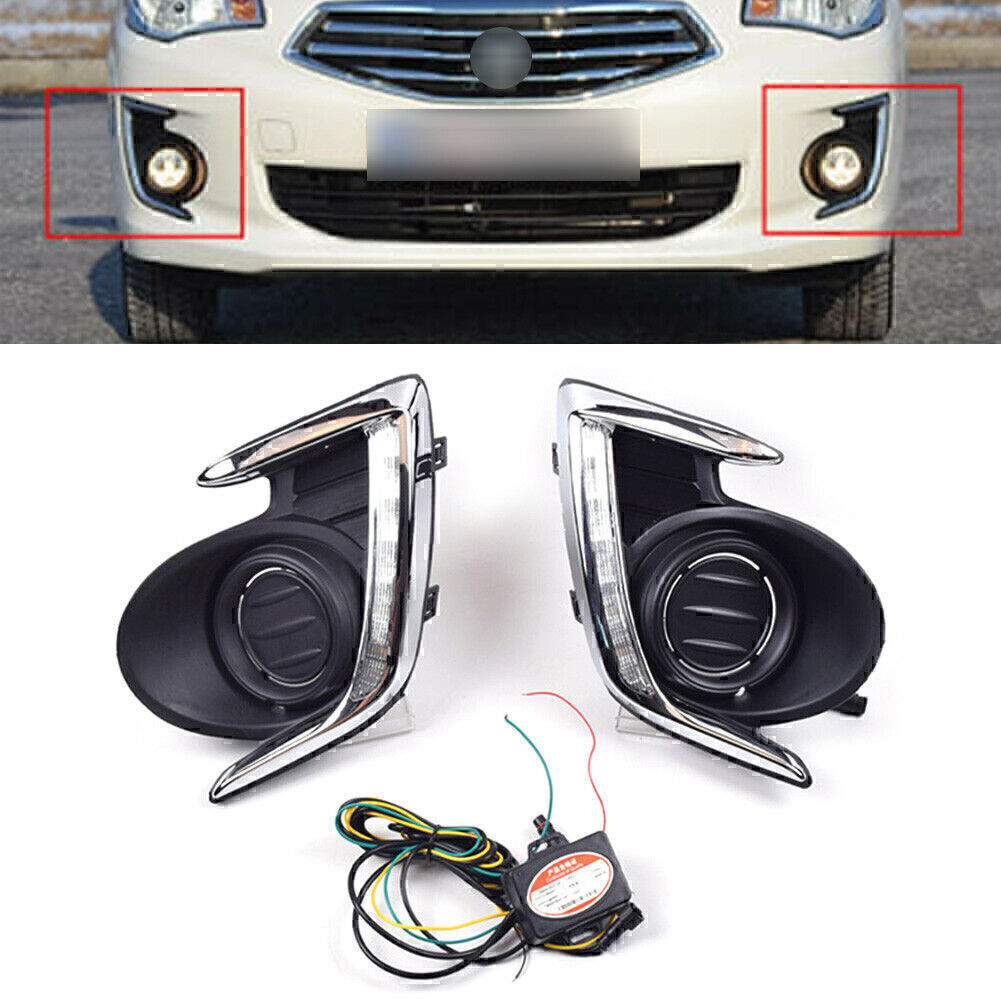 Pair DRL LED Daytime Running Light Lamp for Mitsubishi Attrage/Mirage G4 12-15