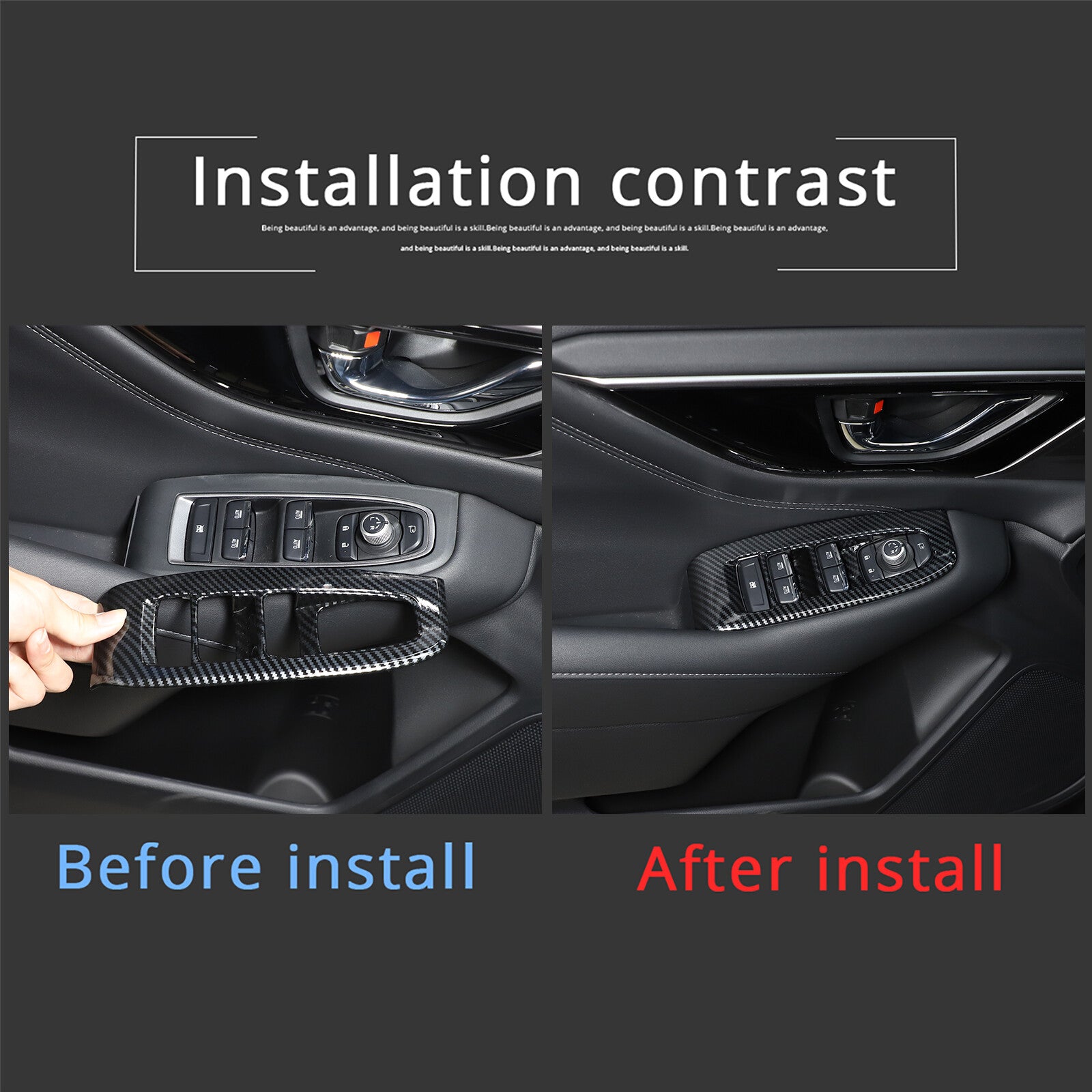 Carbon fiber window lift switch panel cover trim for Subaru Outback 2020 - 2023 (4x) n