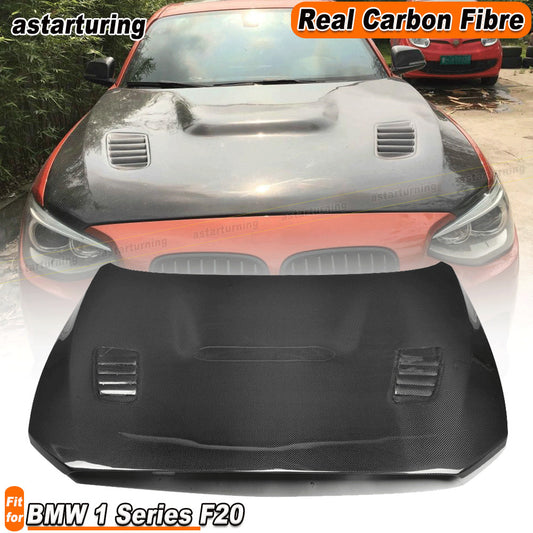 Fit for BMW 1 Series F20 2012-16 Real Carbon Front Bonnet Hood Scoop Cover Trim