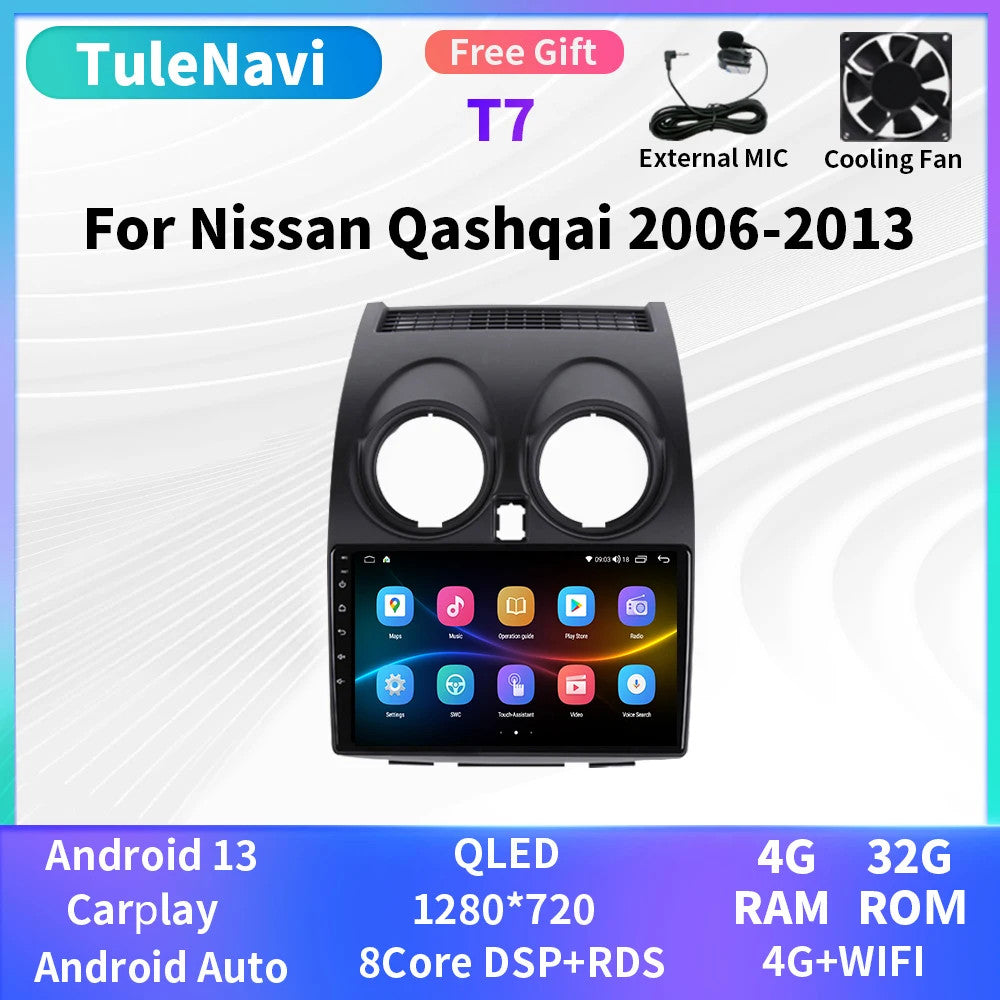 for Nissan Qashqai J10 Android CarPlay Car Radio Stereo Multimedia Video Player