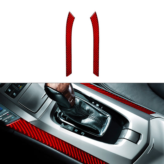2X Red Carbon Fiber Gear Shift Trim Cover Panel for CADILLAC CTS SPORT 2008-UP
