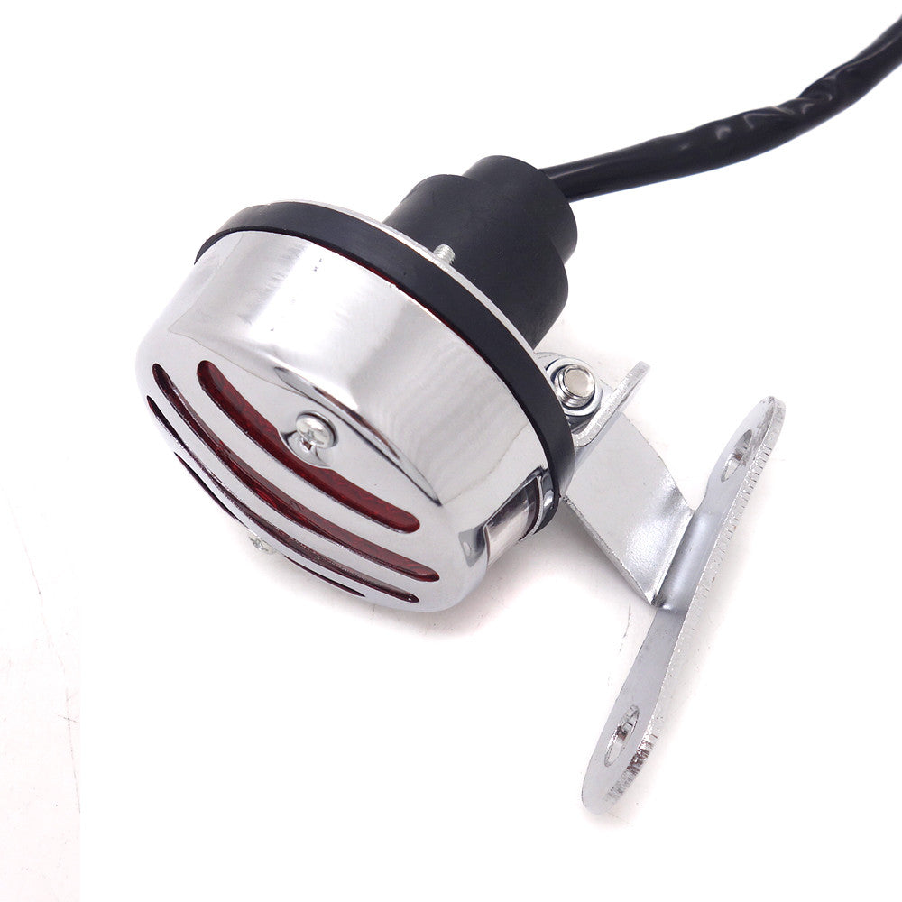 Chrome LED Vintage Grill Tail Brake Rear Light for Harley Chopper Touring ATV Q
