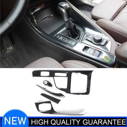 Fit for BMW X1 2016-2022 Carbon Fiber Central Console Gear Shift Panel Decor 5P