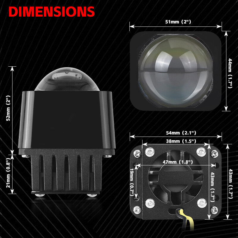 2x 1.5 inch Matrix LED Projector Lens High Beam 60W Motorcycle Car Headlights