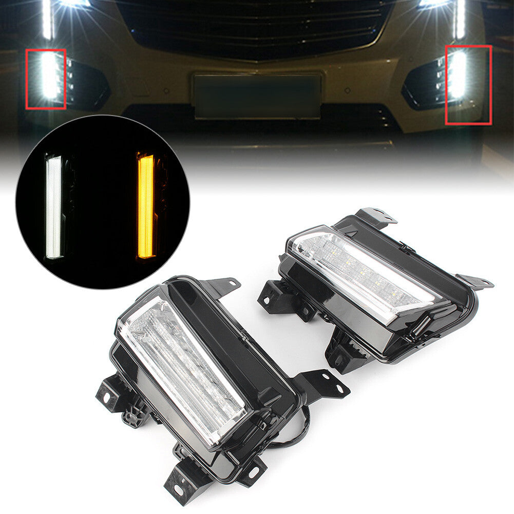 LED DRL Daytime Running Lights w/Turn Signal Fog Lamps For 17-19 for Cadillac XT5