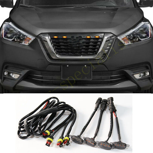 4P for Nissan Kicks 2018-2021 Grille LED Amber Light Style Grill Cover