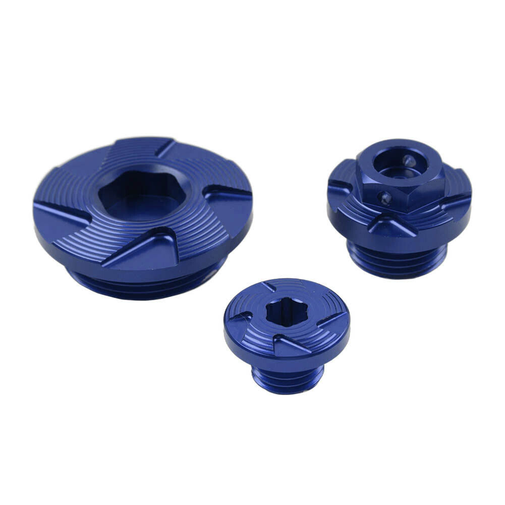 Engine Timing Oil Filter Plugs Screw BoltSet for Kawasaki KX250 KLX450R Blue Q