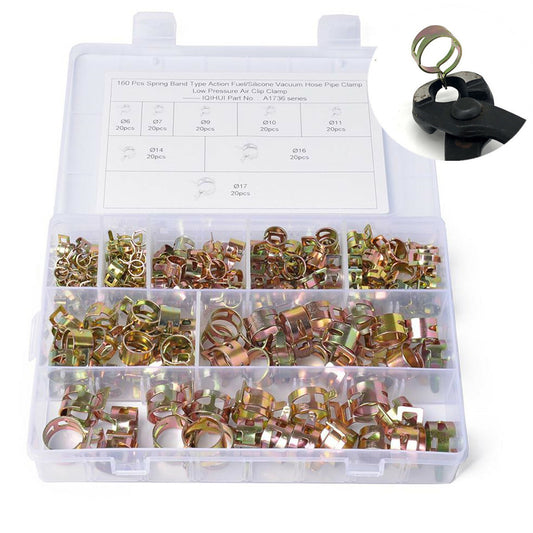 160pcs Spring Clip 6mm-17mm Fit For Fuel Oil Line Silicone Vacuum Hose Clamp