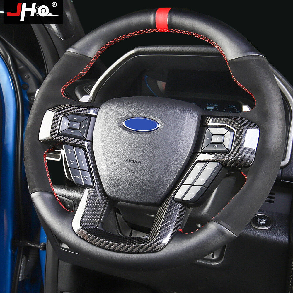 Real Carbon Fiber Steering Wheel Panel Cover Trim for Ford F150 2017-2019