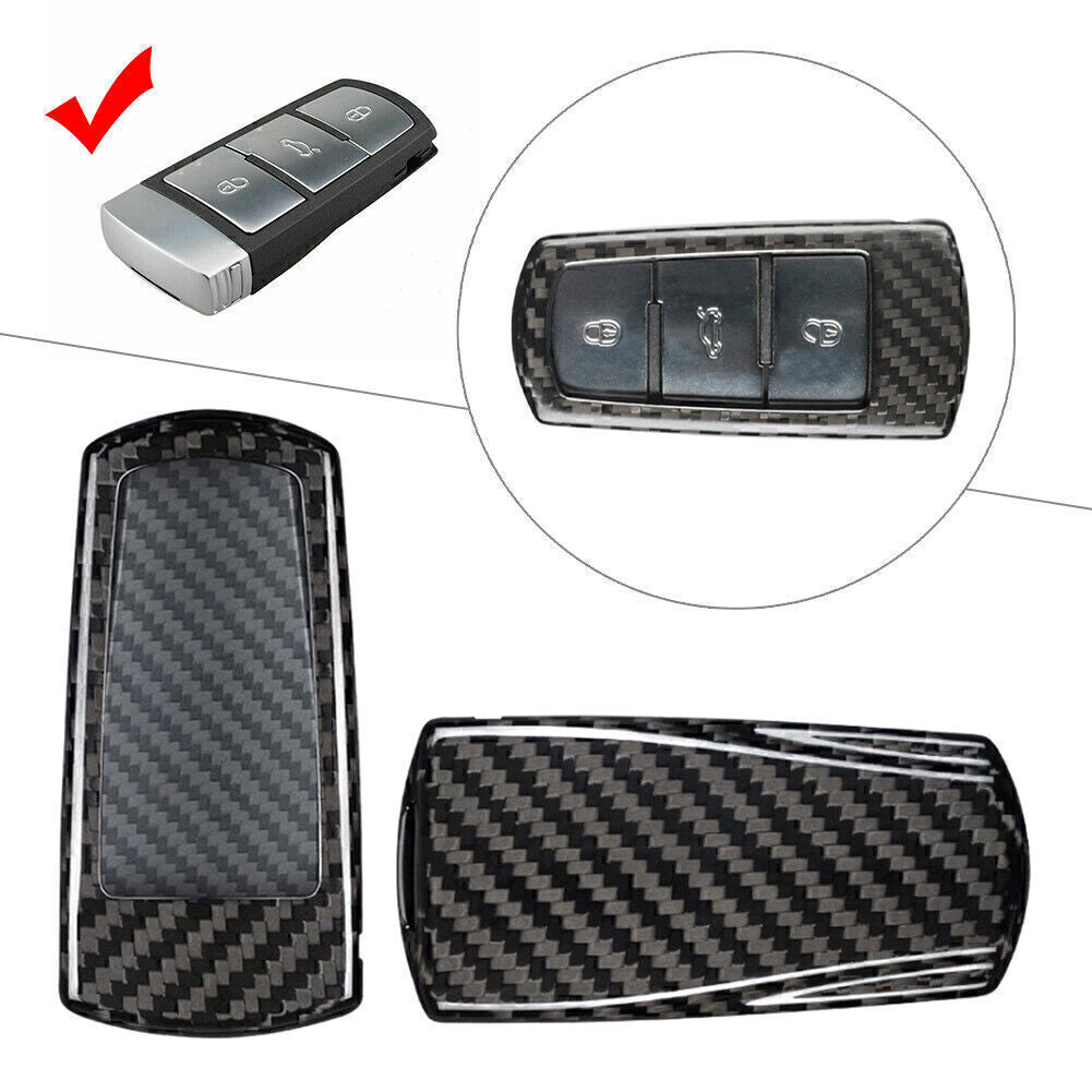 Carbon Fiber Black Keyless Fob for Smart Key Case Cover for 2009-12 for VW CC for Passat B6 Q