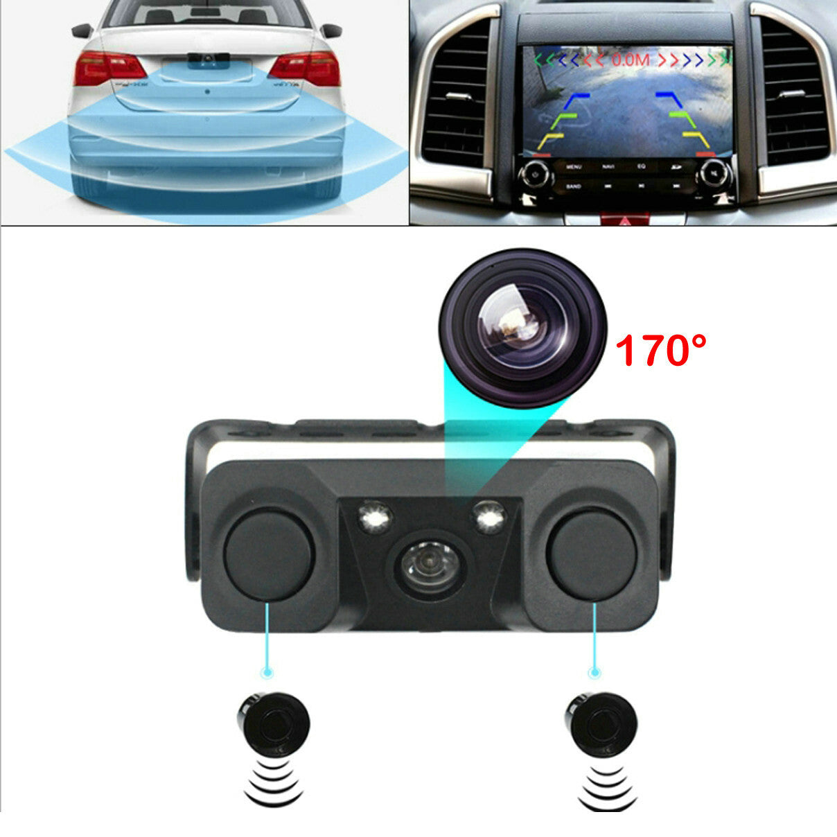1 set of car reverse automatic backup parking radar and rearview camera with parking sensor n