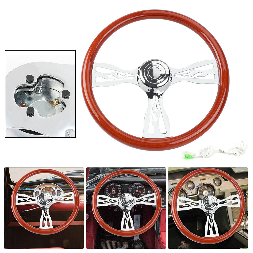 Chrome 3 Spoke 18 Wood Steering Wheel for Freightliner / for Kenworth / for Peterbilt / for Volvo