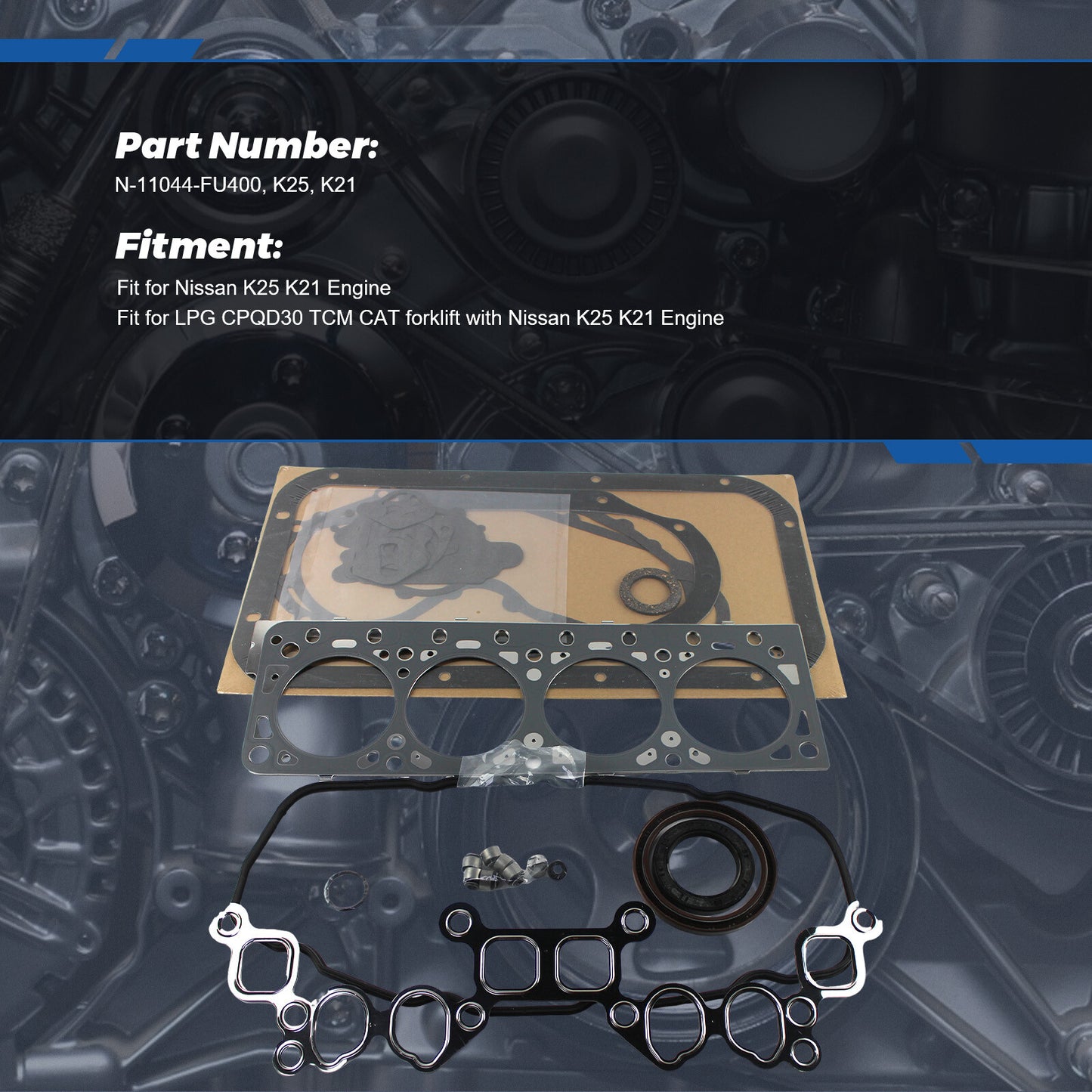 K21 K25 Engine Full Gasket Kit Set Fit for Nissan Forklift 10101 LPG TCM Komatsu