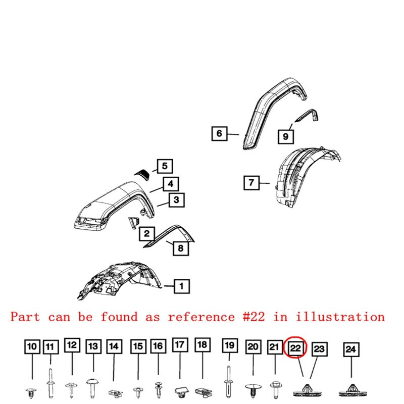 20Pcs Wheel Opening Fender Flare Clip 68526185AA for Jeep for Wrangler Gladiator for Ram