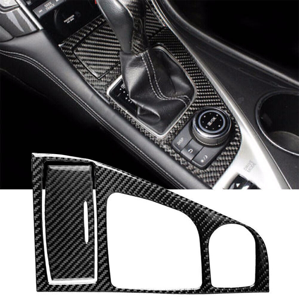 Fits for Infiniti Q50 Q60 14-19 Carbon Fiber Console Gear Shift Box Panel Cover Trim