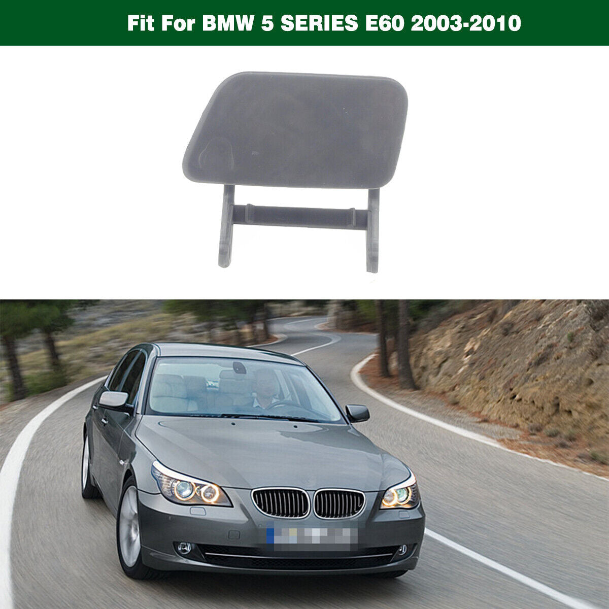 Left Headlamp Headlight Washer Jet Cover Cap Fit for BMW 5-Series E60 2003-2010 Q