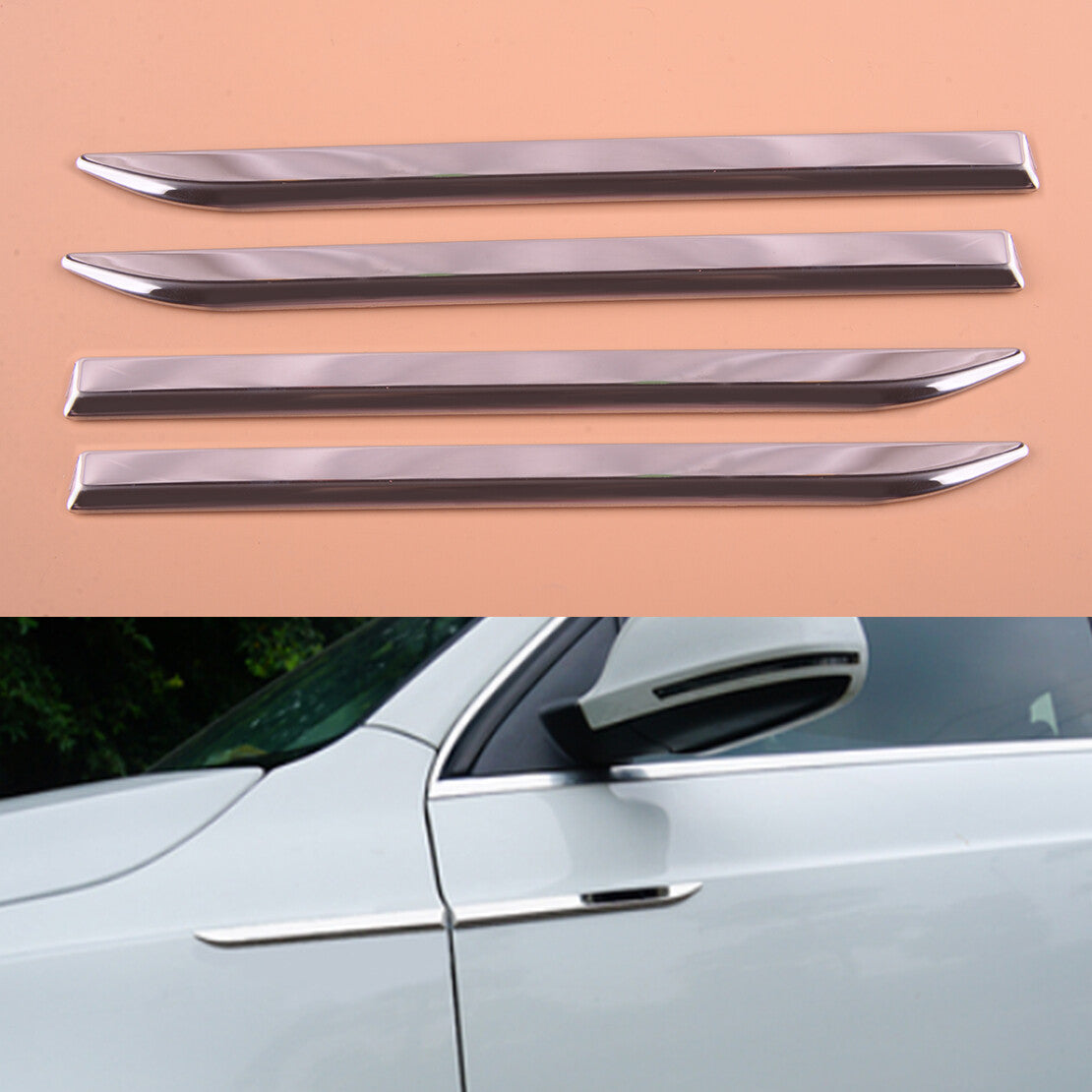 Chrome Car Front Door Side Fender Trim Cover Dagger Emblem Stainless Steel