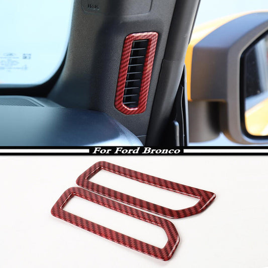 2P Car Side A-pillar Air Vent Cover For Bronco 21-23 Accessories Red Carbon v