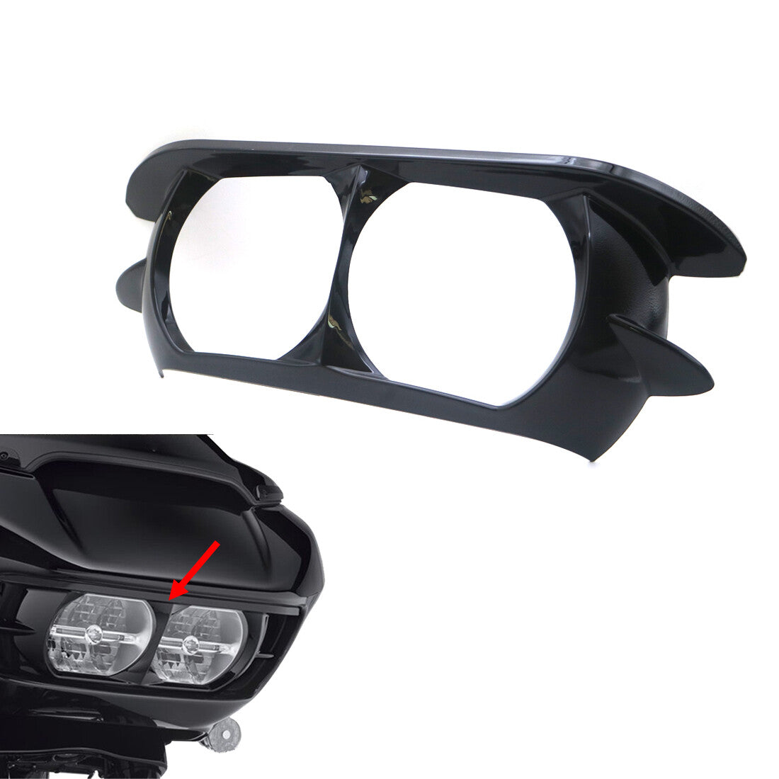 Black Headlight Bezel Scowl Outer Fairing Cover for Harley Road Glide 2015-2018 Q