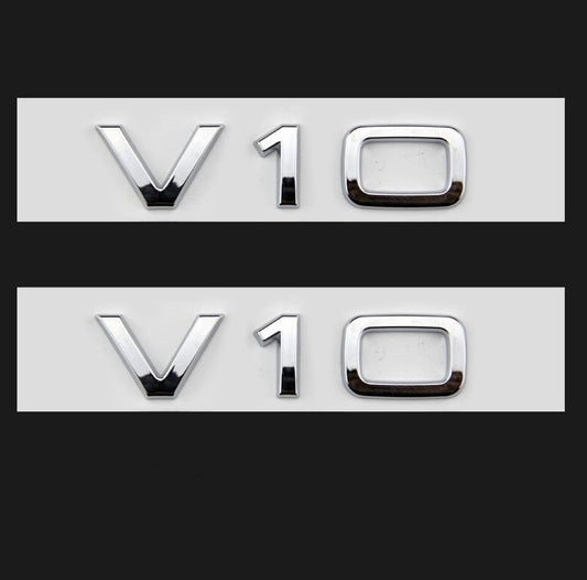 2-pack for Audi logo badge stickers, V10 side fender badges, chrome for A4 for A5 for A6 A7 Q3 Q5