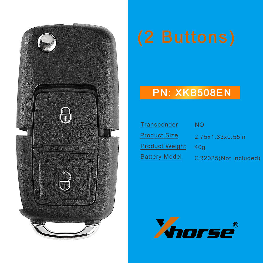 5Pcs XKB508EN Universal Wire Remote Key Flip For V.W B5 Style 2 Buttons